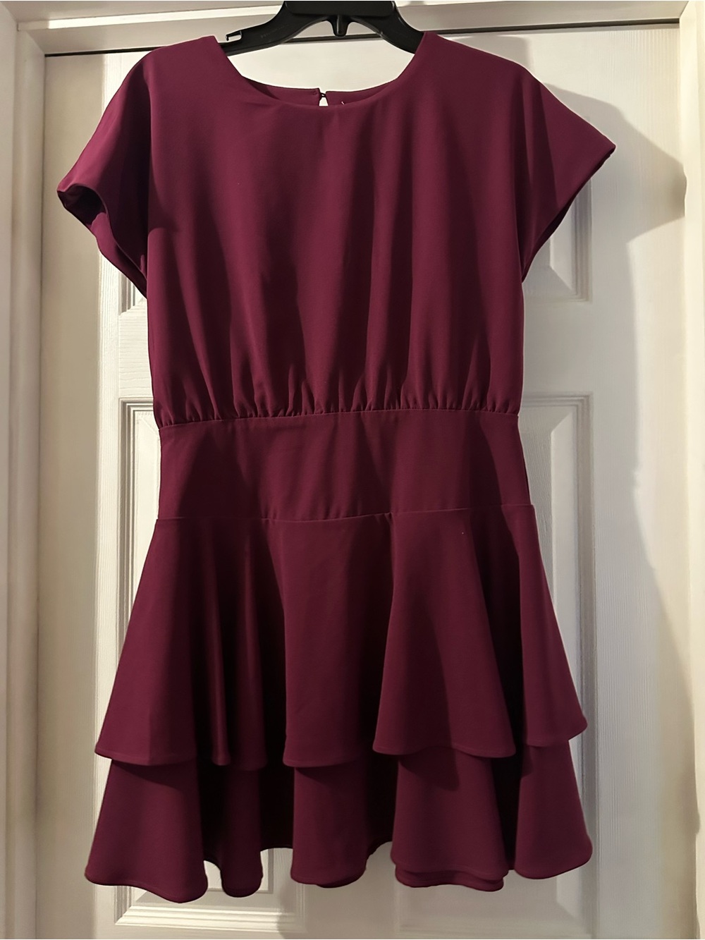 Habitual Burgundy High-Low Ruffle Dress